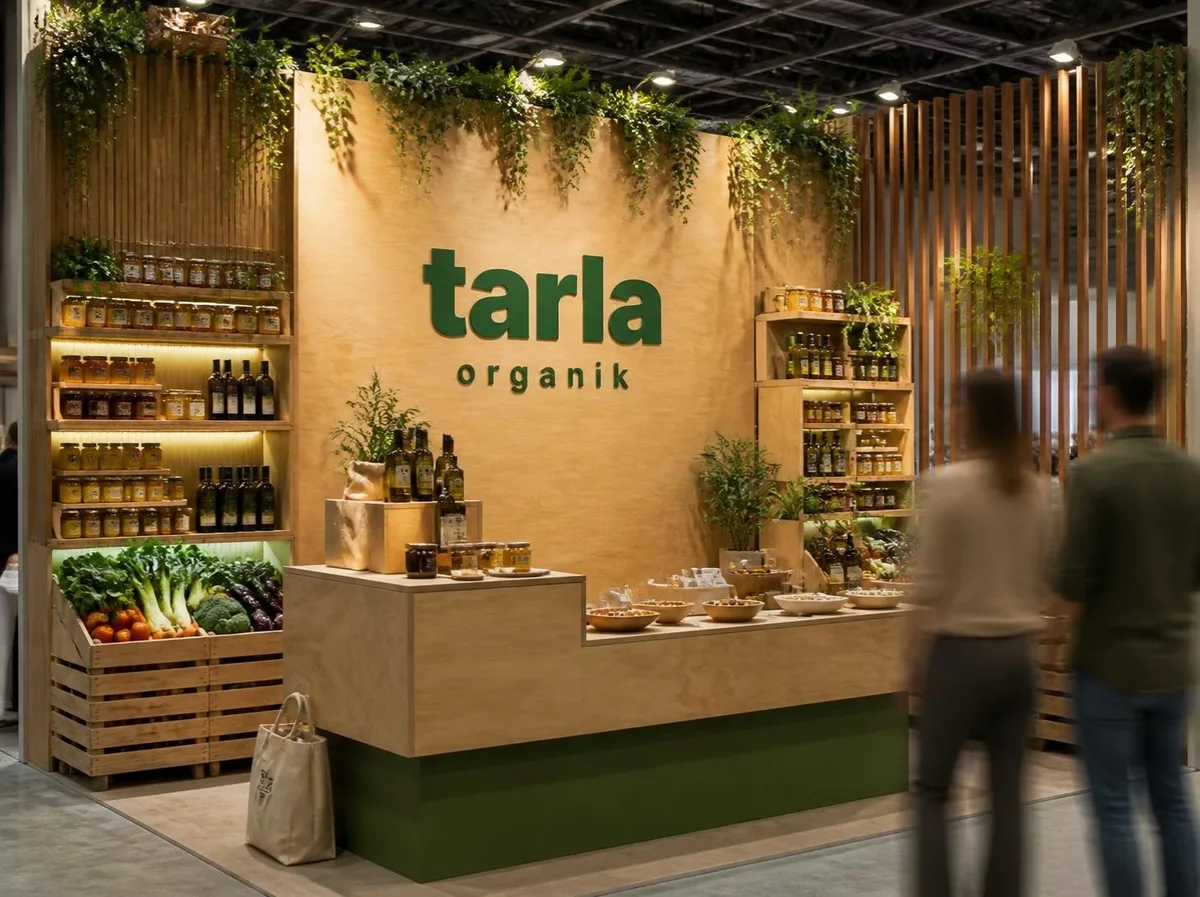 Fuar ve kiosk, Fuar standı, doğal ahşap: Tarla Organik
