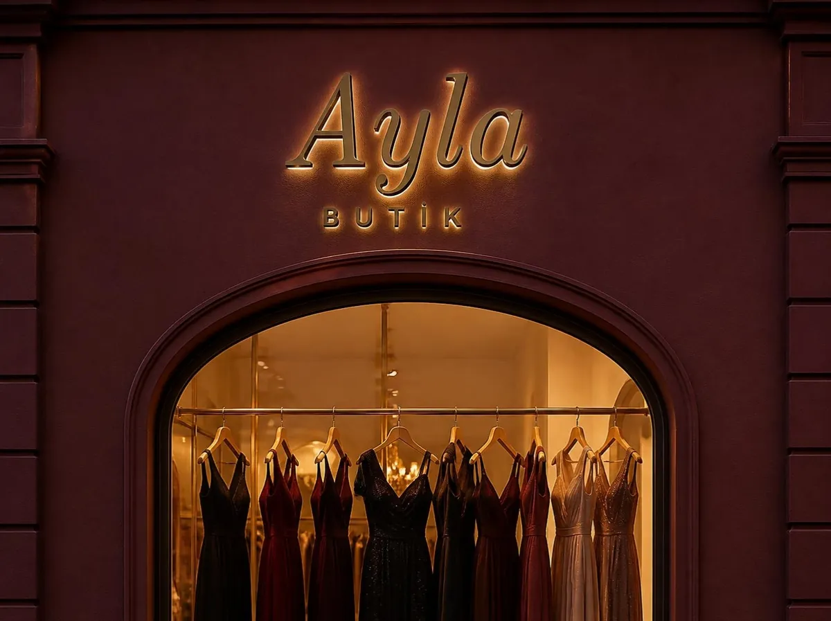 Kutu harf, Altın ayna, ışıklı: Ayla Butik