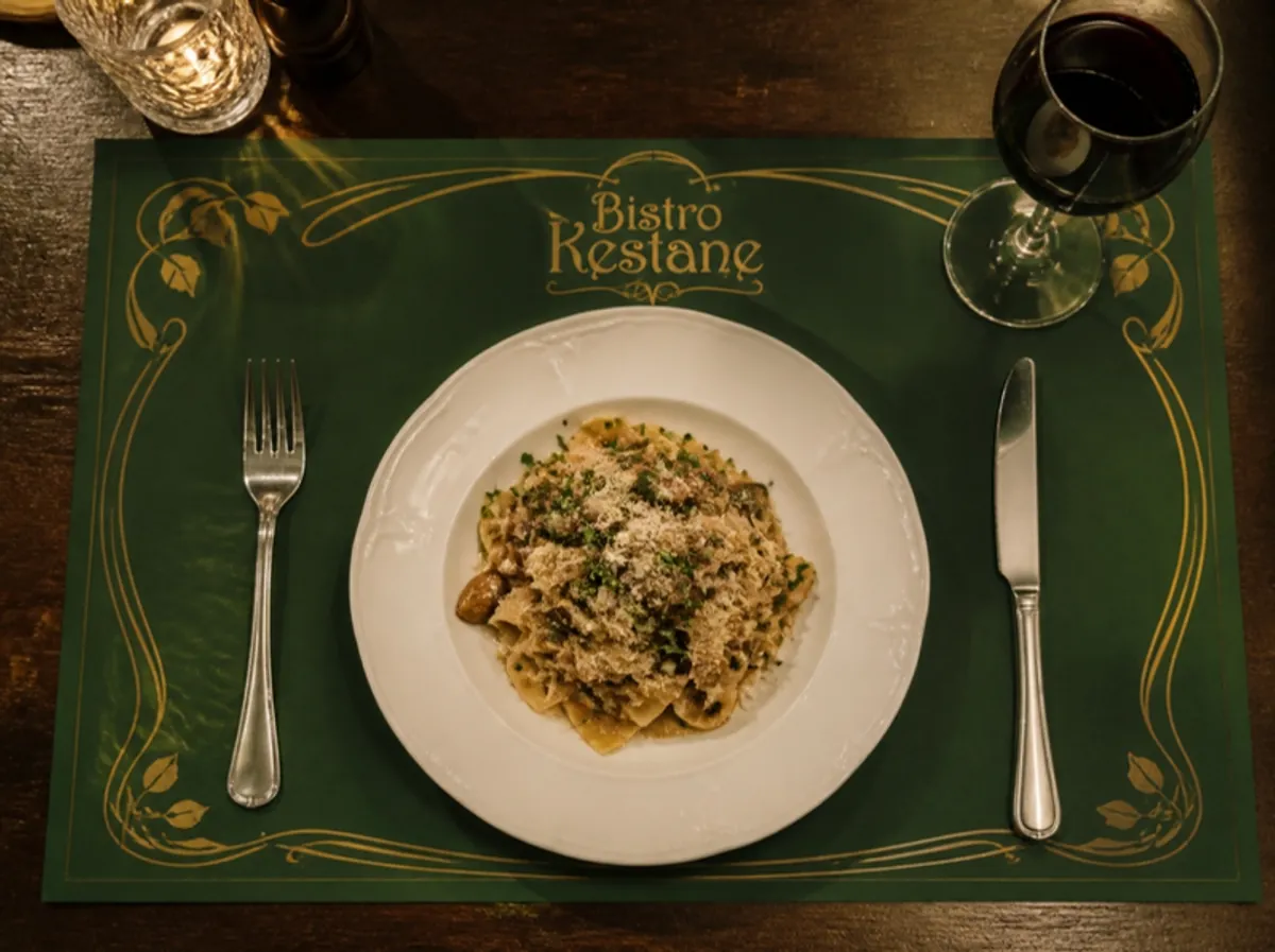Bistro Kestane yeşil ve altın renkli servis kâğıdı